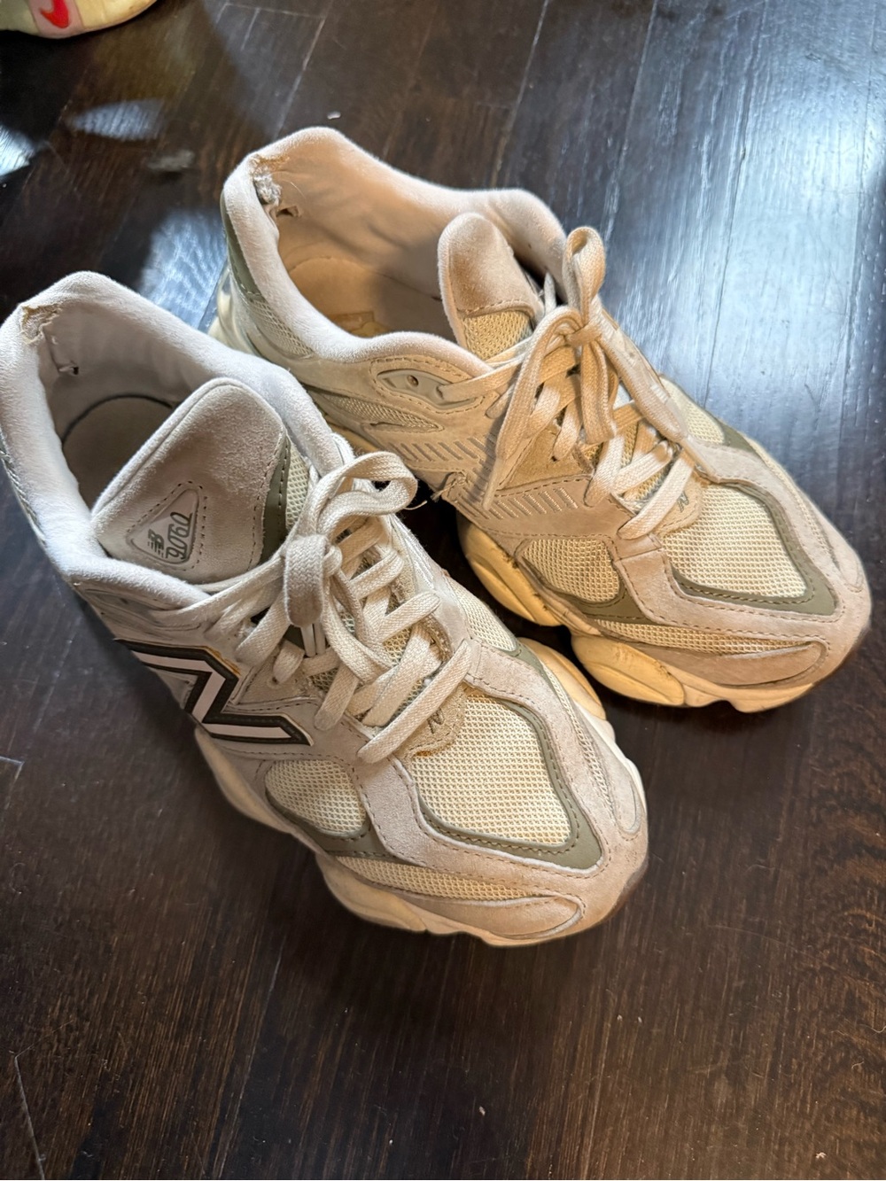 New Balance Beige and Cream Retro-Style Sneakers